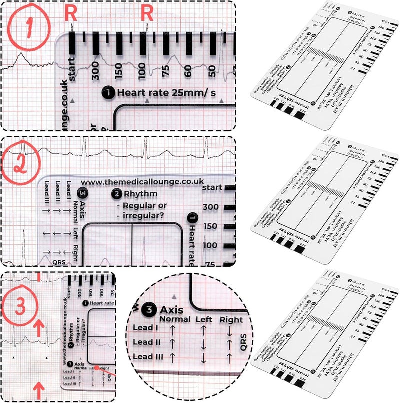 Briny River 3pcs ECG 7 Step Rulers Plastic Measuring Tool for ECG EKG Interpretation - Image 3